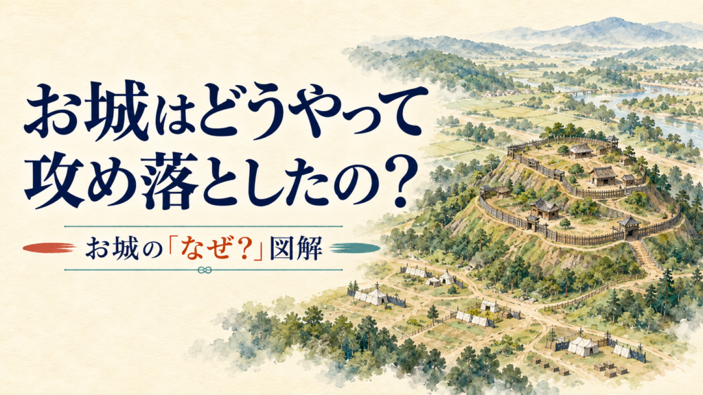 丘の上の城と、その外の陣や道を俯瞰した、城攻めを考える表紙。